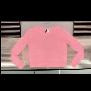 Pink H&M's Divided Line 100% Acrylic Knit Long Sleeve Crop Lightweight Sweater